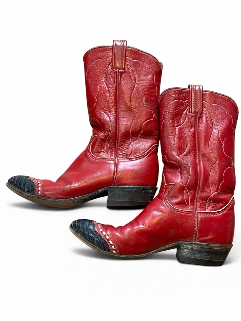 Tony Lama Vintage Leather Lizard Wingtip Cowgirl Boots - Picture 6 of 9